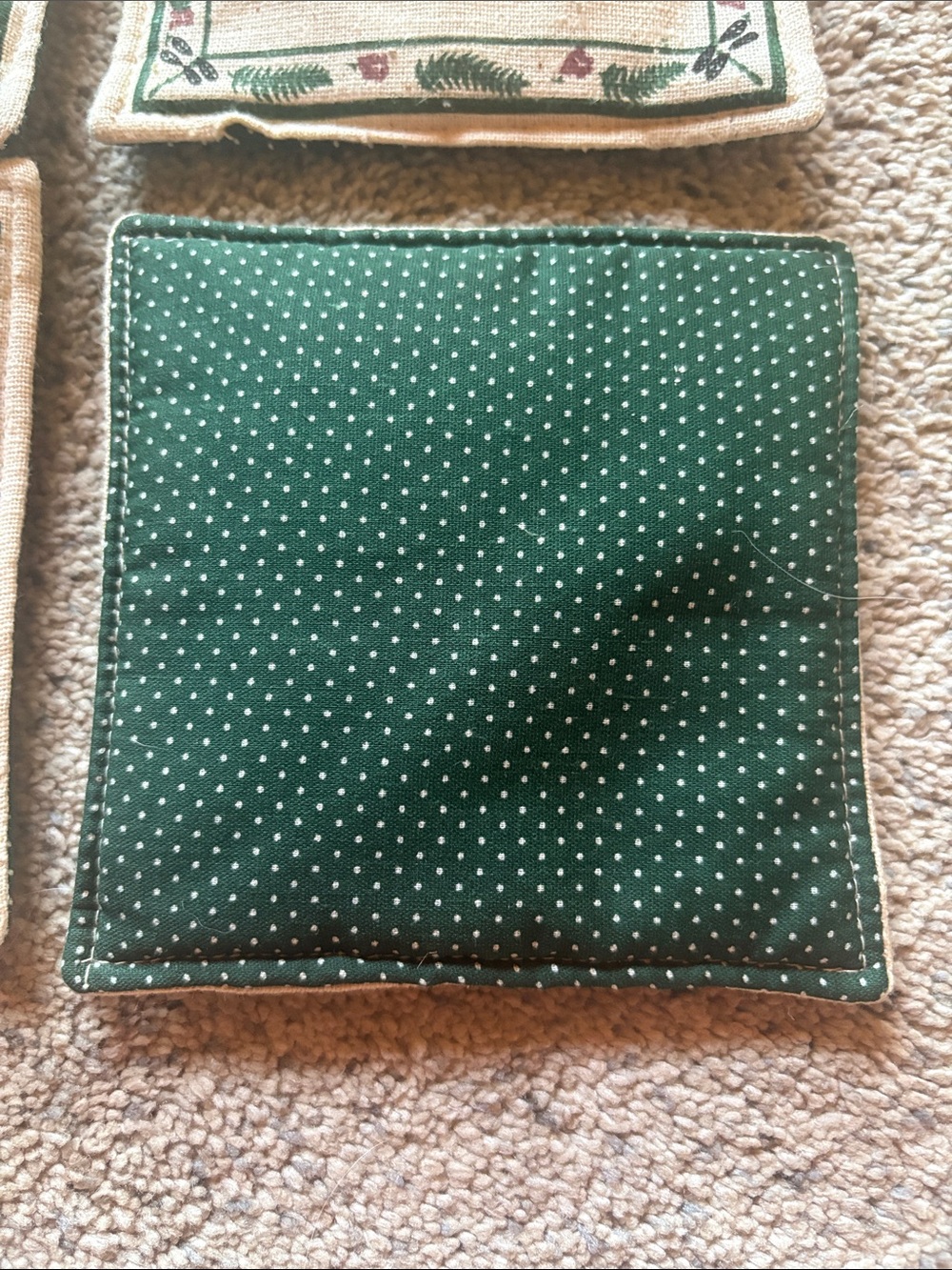 Set of 4 Linen Loon Coasters in Natural and Black - Picture 3 of 3